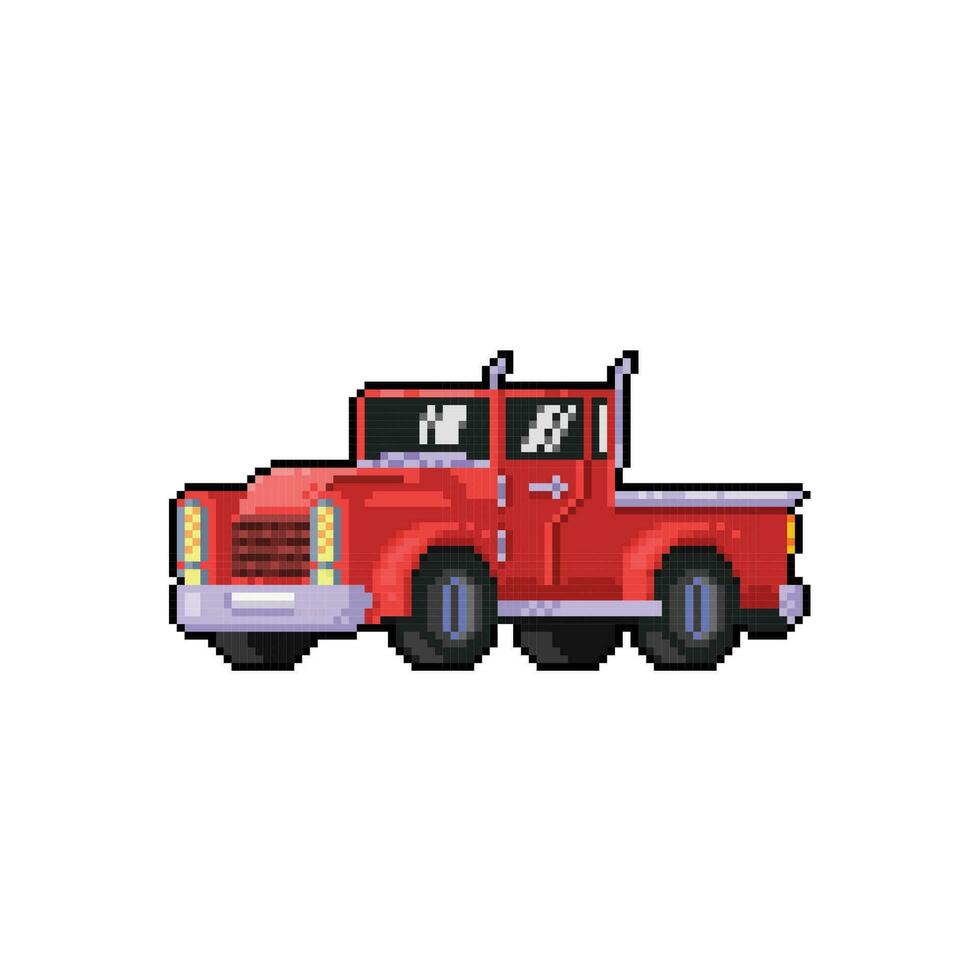rood vrachtauto in pixel kunst stijl vector