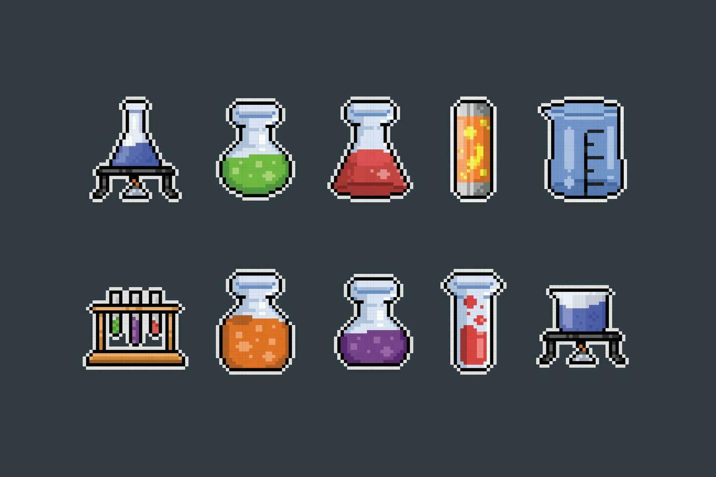 laboratorium buis glas in pixel kunst stijl vector