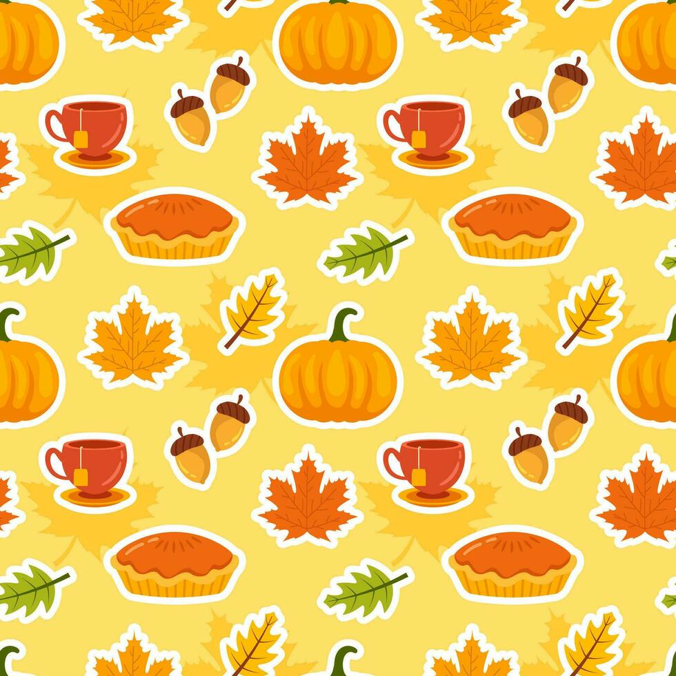 herfst seizoen naadloos patroon ontwerp met vallen elementen in sjabloon tekenfilm vlak illustratie vector