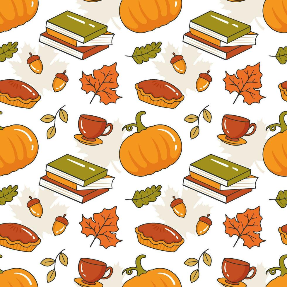 herfst seizoen naadloos patroon ontwerp met vallen elementen in sjabloon tekenfilm vlak illustratie vector