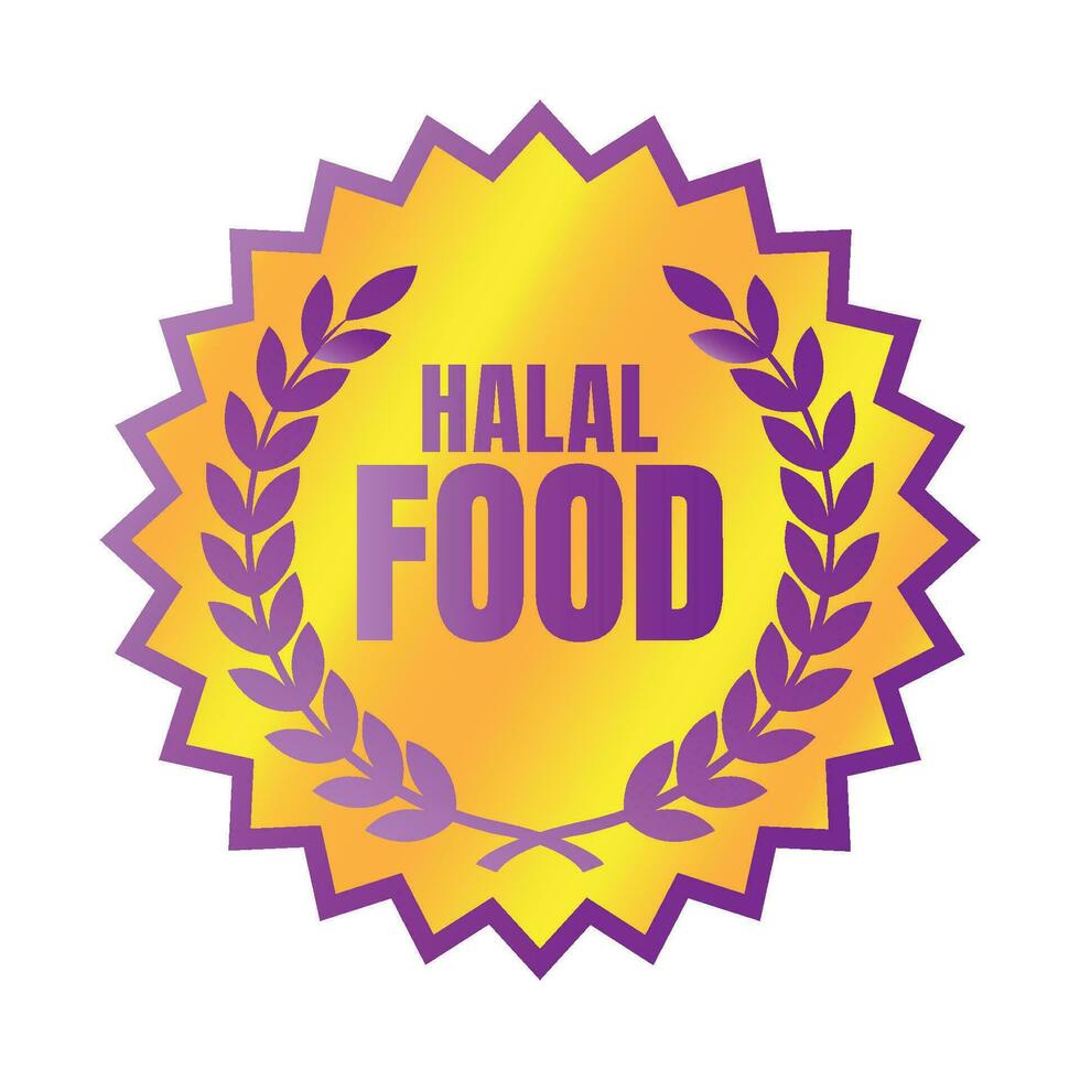 halal voedsel gecertificeerd insigne stempel, geautoriseerd halal drinken en voedsel Product label, goedgekeurd halal teken postzegel vector