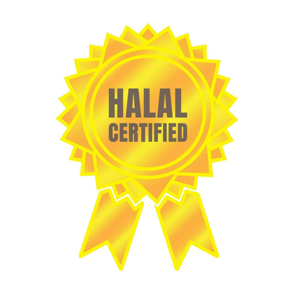 halal gecertificeerd insigne ontwerp vector, halal voedsel Product stempel, geautoriseerd halal voedsel en drinken lint postzegel etiket vector