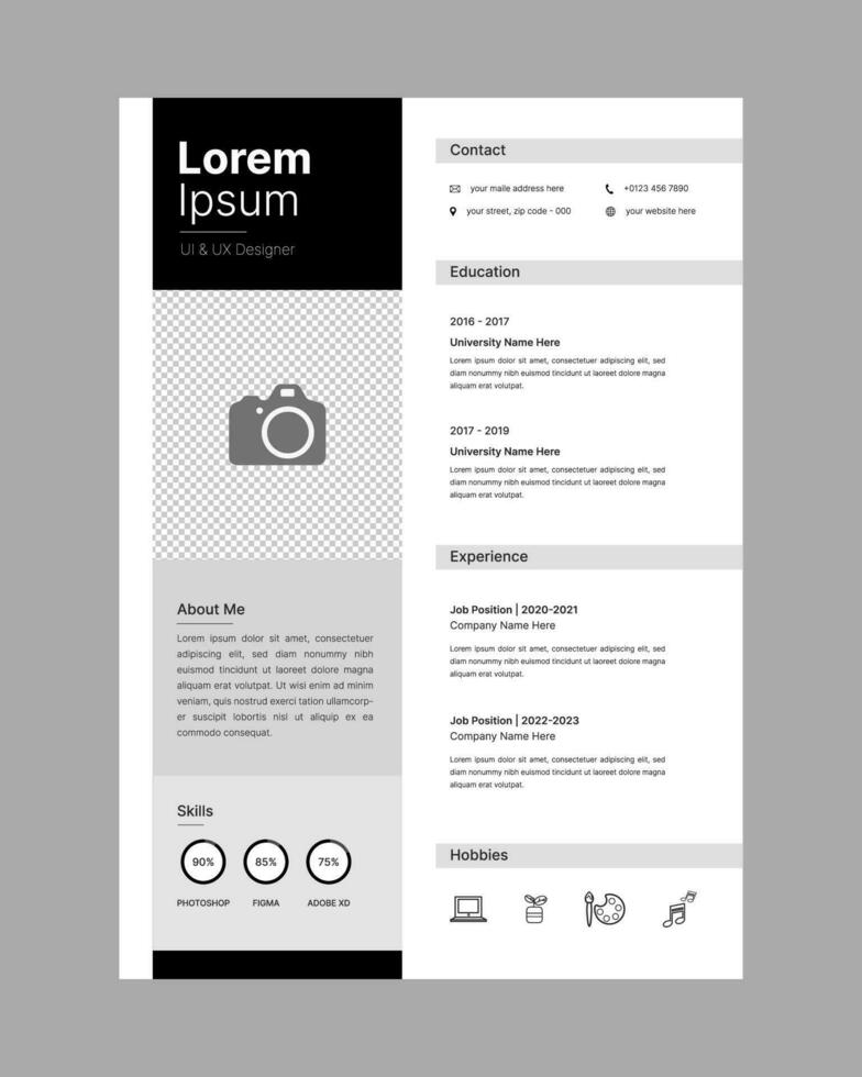 professioneel CV hervat sjabloon ontwerp vector minimalistische