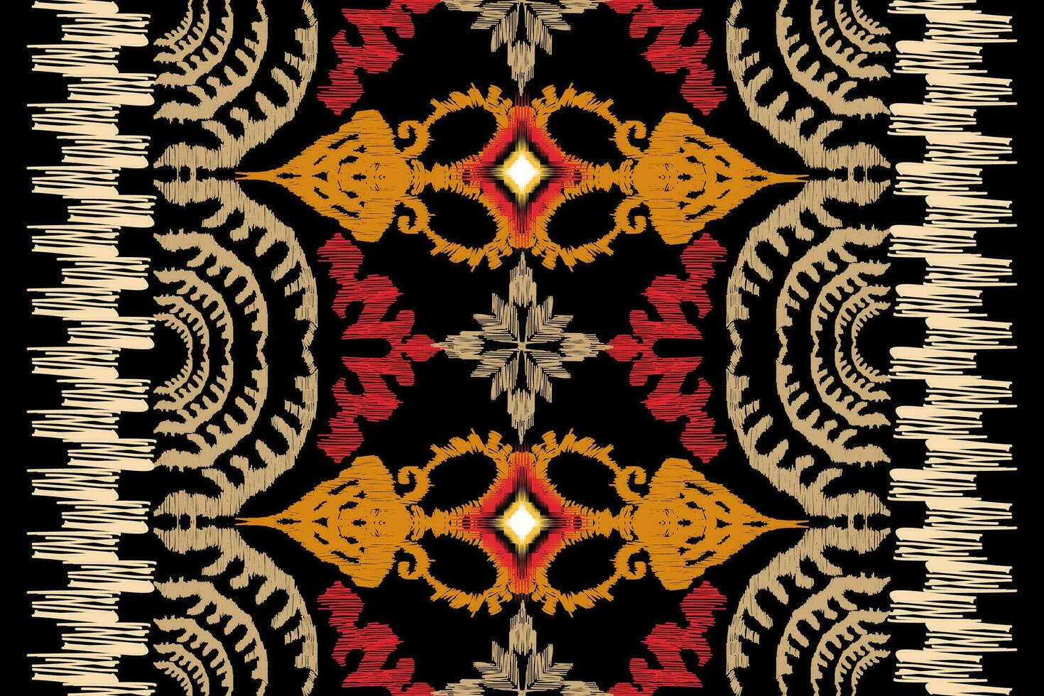 ikat bloemen paisley borduurwerk Aan zwart achtergrond.geometrisch etnisch oosters patroon traditioneel.azteken stijl abstract vector illustratie.ontwerp voor