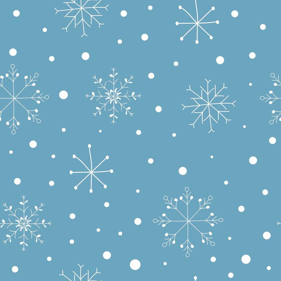 winter patroon met hand- getrokken sneeuwvlokken. vector