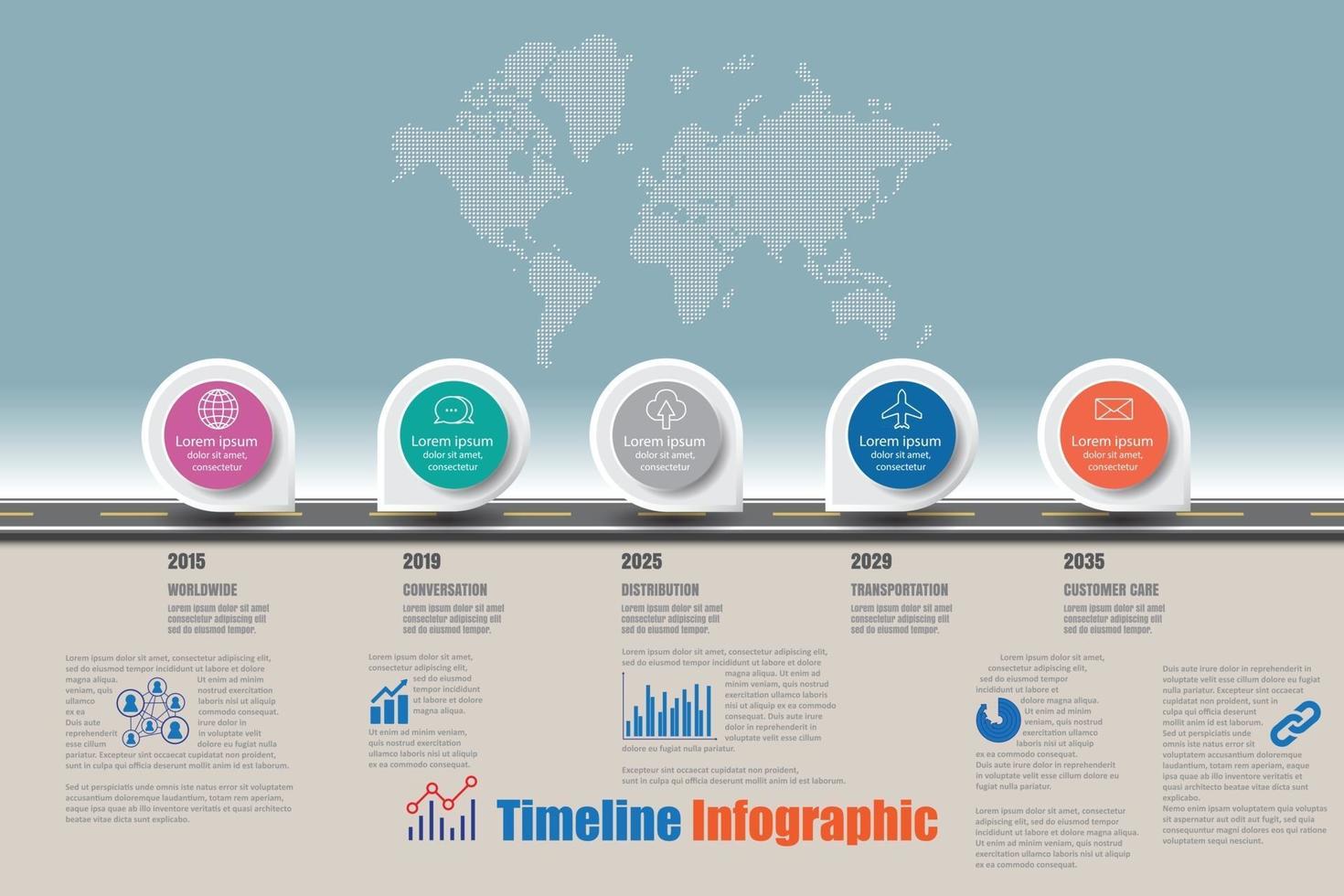 zakelijke routekaart tijdlijn infographic pictogrammen ontworpen voor abstracte achtergrond sjabloon mijlpaal element modern diagram proces technologie digitale marketing gegevens presentatie grafiek vectorillustratie vector