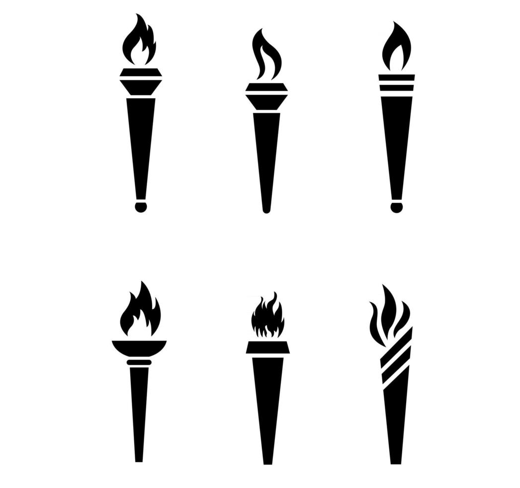 ontwerp toorts zwart collectie symbool vlam abstracte illustratie vector op background