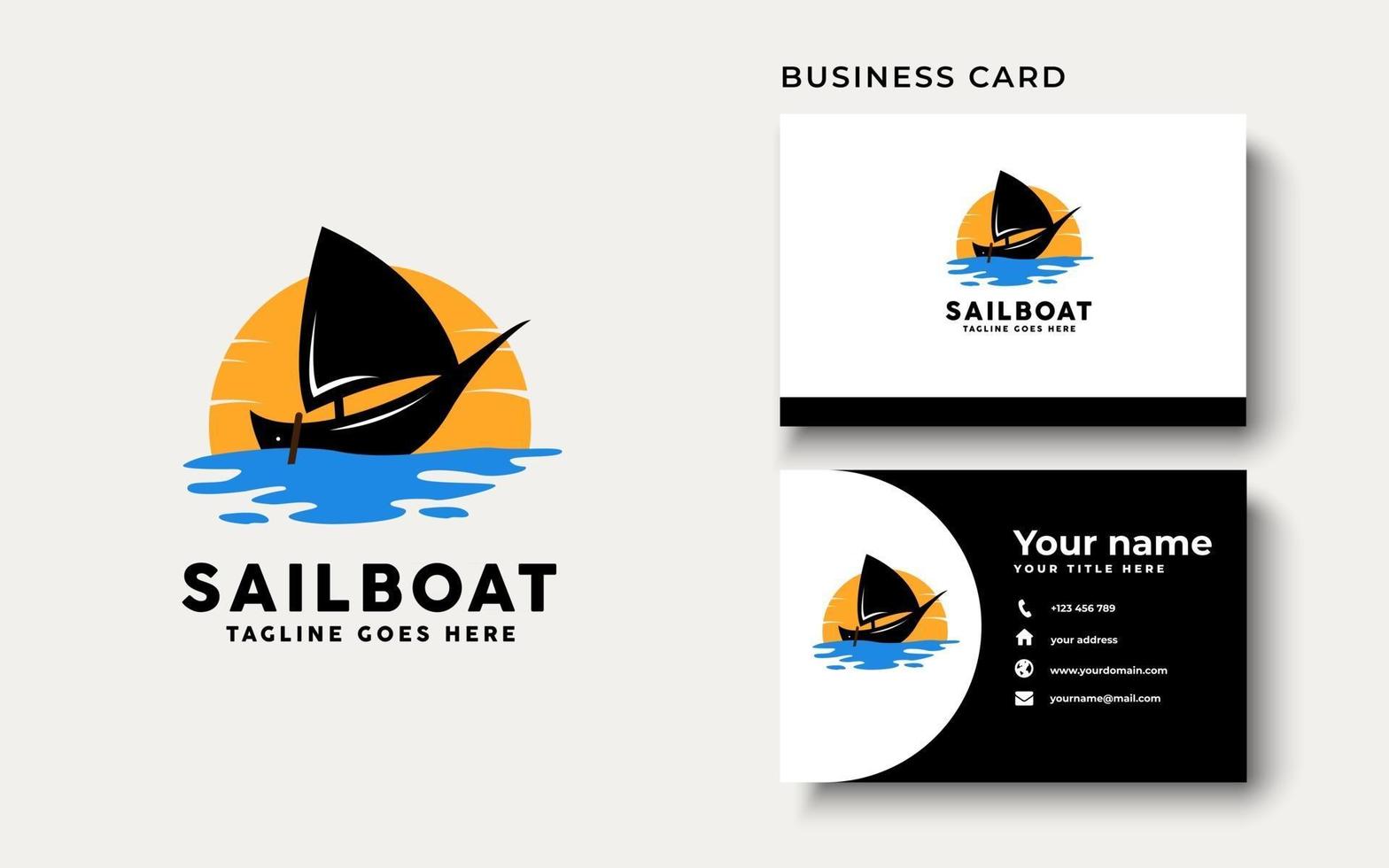 zeilboot met zonsondergang logo ontwerp inspiratie zeilboot met zonsondergang logo ontwerp inspiratie vector