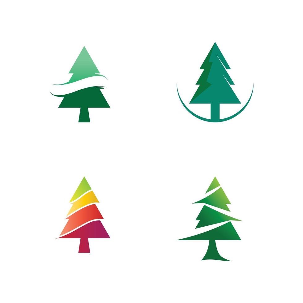 dennenbomen logo pictogrammenset vrolijk kerstfeest vector pictogram logo en ontwerp sneeuw logo afbeelding