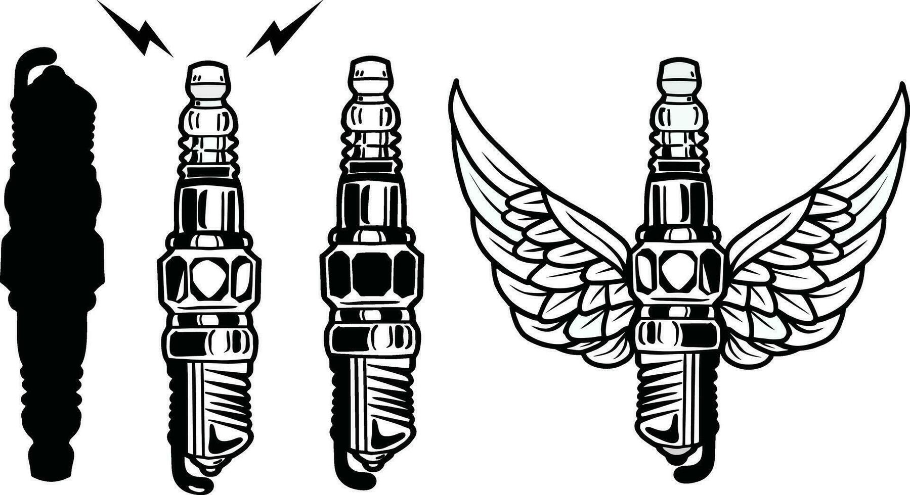 vonk plug icoon vector set. motor ontsteking illustratie teken verzameling