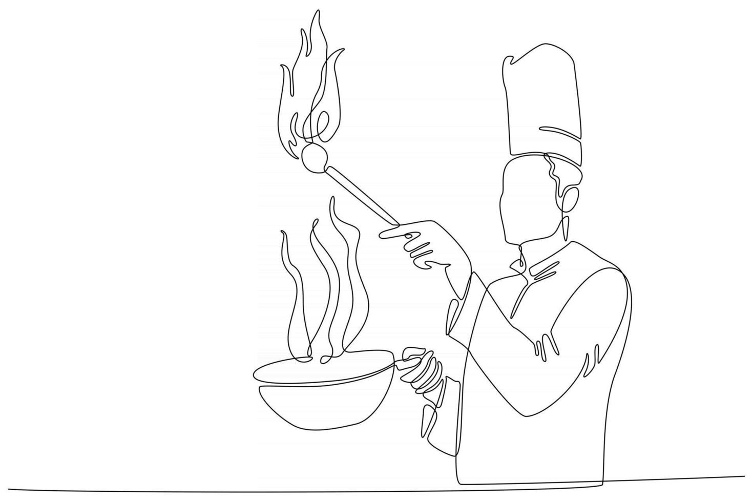 ononderbroken lijn van chef-kok koken vectorillustratie vector