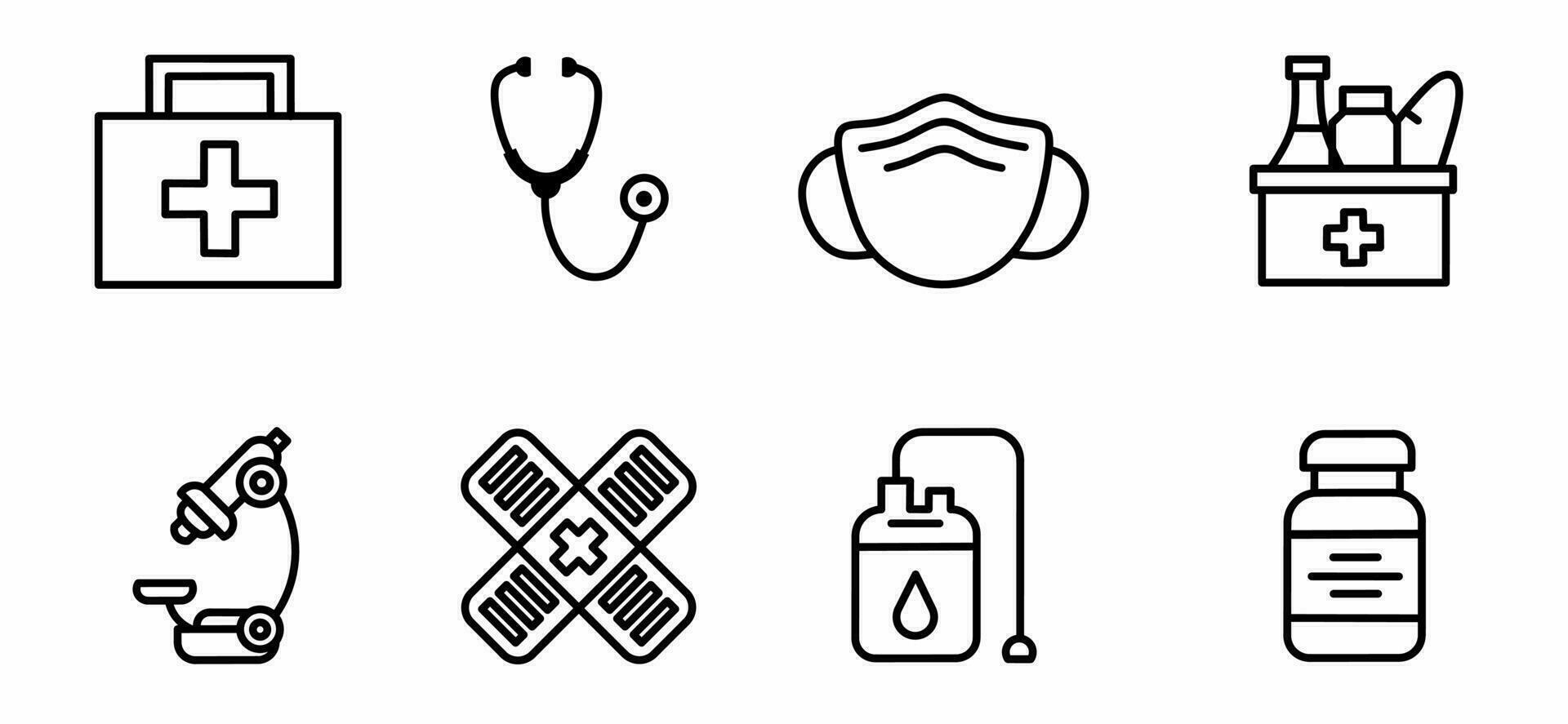 medisch uitrusting icoon zwart en wit illustratie ontwerp. vector