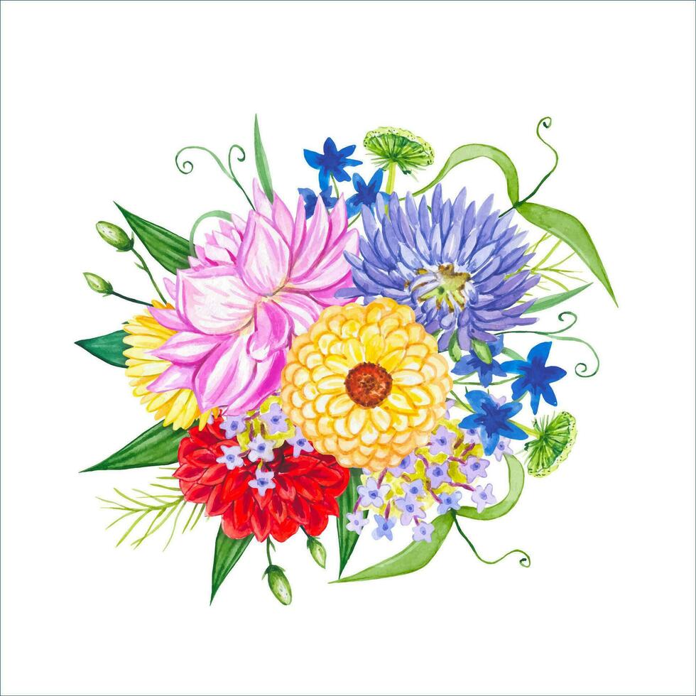 bloemen waterverf composities van helder bloemen vector