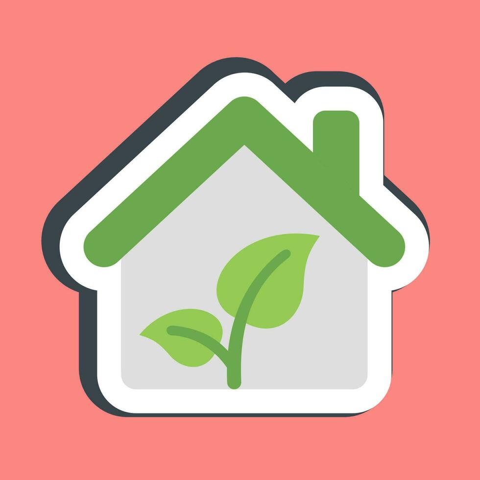 sticker eco huis. ecologie en milieu elementen. mooi zo voor afdrukken, affiches, logo, infografieken, enz. vector