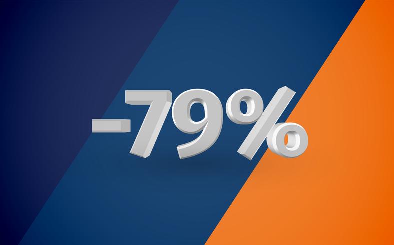 3D verkoopillustratie met percentage, vector