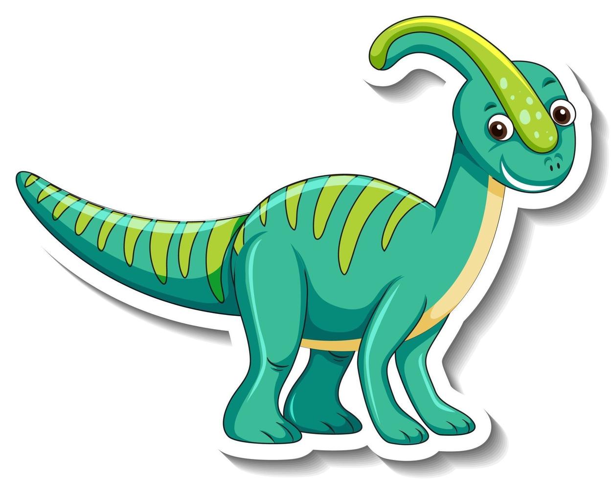 een stickersjabloon met een schattig dinosaurus stripfiguur geïsoleerd vector