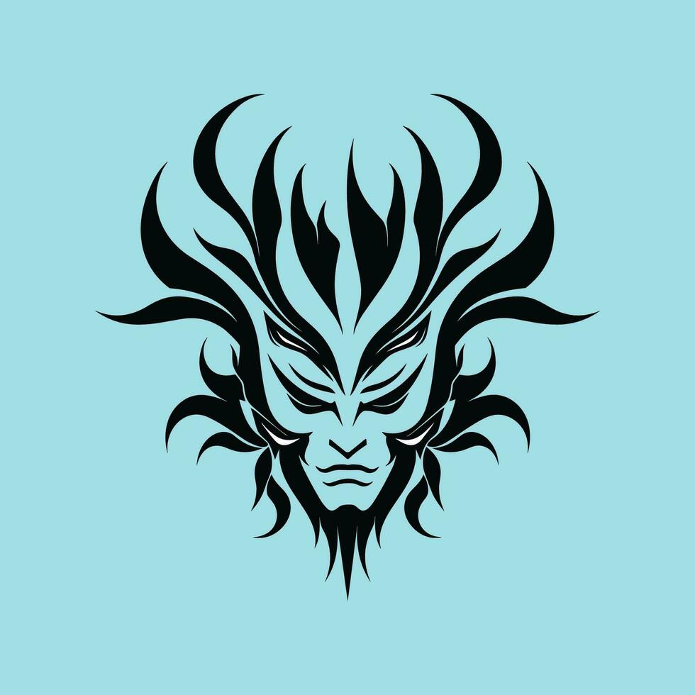 ingewikkeld zwart tribal tatoeëren ontwerp Aan blauw vector