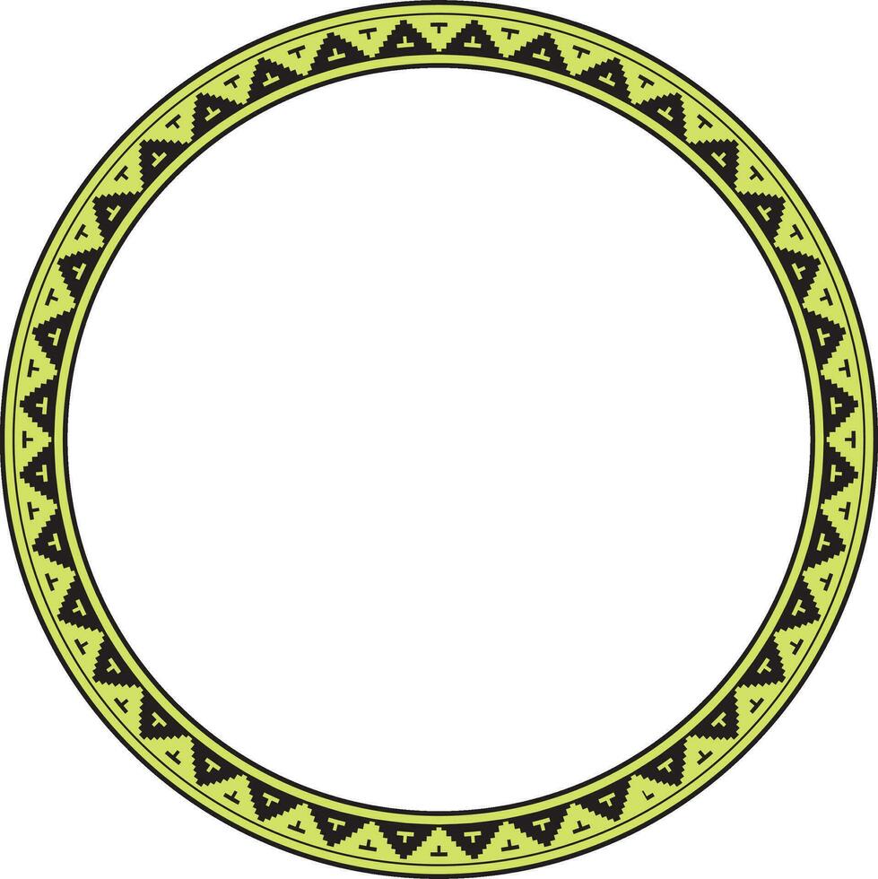 vector geel ronde byzantijns grens, kader. cirkel Grieks patroon, tekening van de oostelijk Romeins rijk. decoratie van de Russisch orthodox kerk