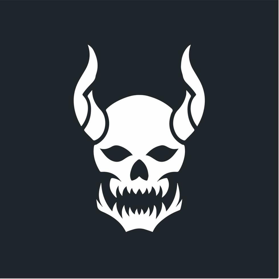 monster schedel icoon logo ontwerp. zwart en wit stencil tatoeëren. vlak vector illustratie Aan wit achtergrond.