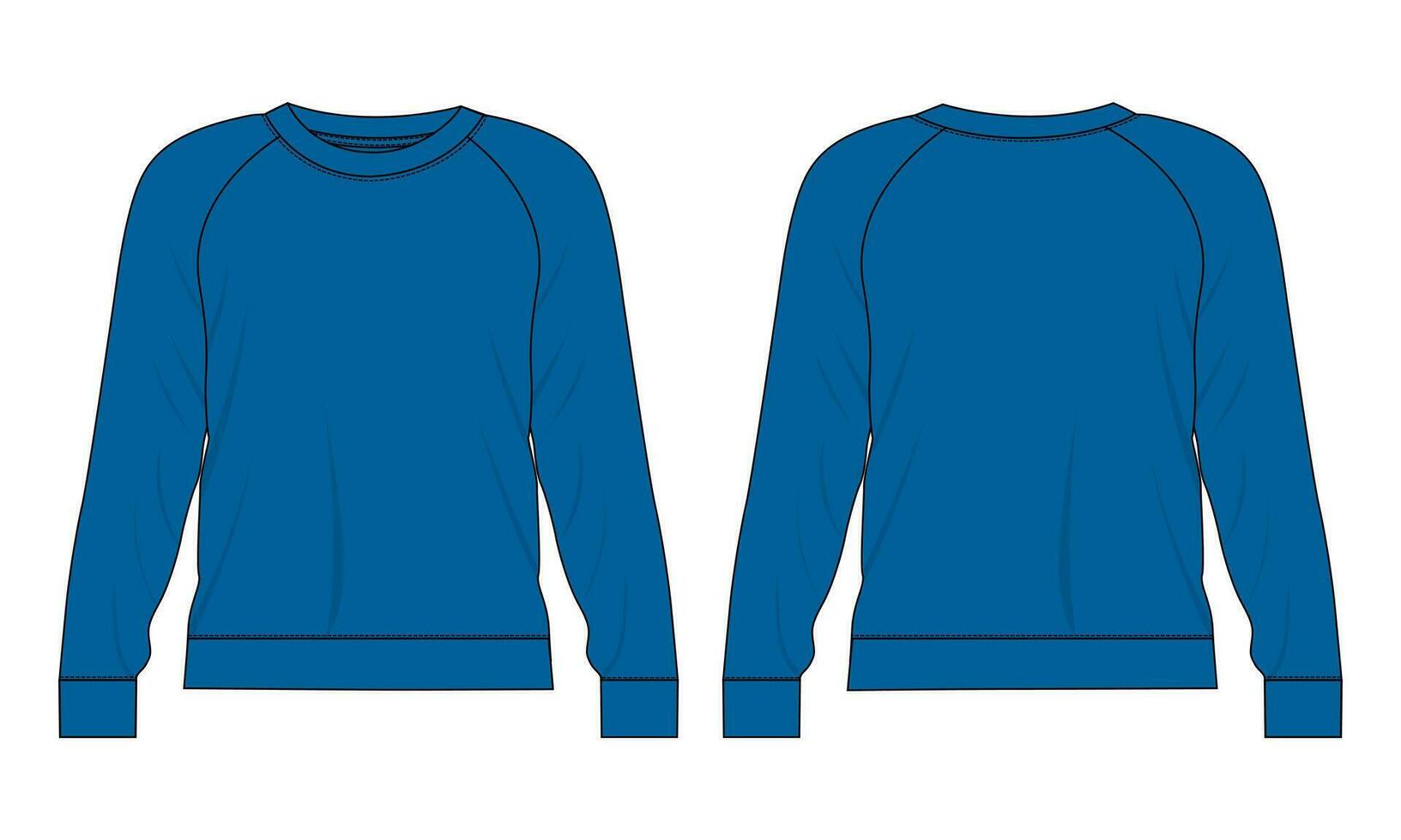 lang mouw sweater technisch mode vlak schetsen vector illustratie sjabloon voorkant en terug keer bekeken. fleece Jersey sweater trui jumper voor Mannen en jongens.