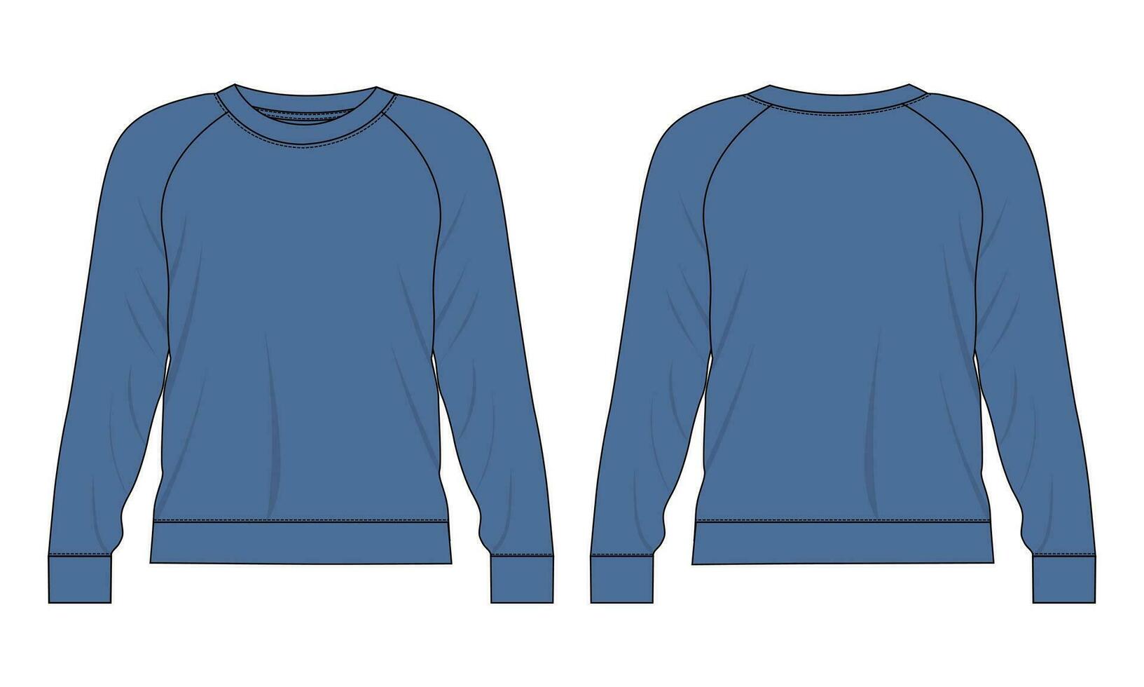 lang mouw sweater technisch mode vlak schetsen vector illustratie sjabloon voorkant en terug keer bekeken. fleece Jersey sweater trui jumper voor Mannen en jongens.