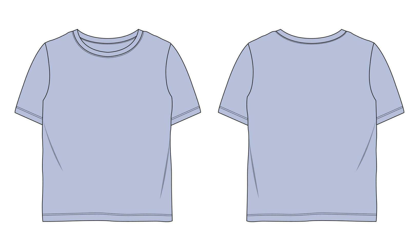 kort mouw eenvoudig t-shirt technisch mode vlak schetsen vector illustratie sjabloon voorkant en terug keer bekeken. eenvoudig kleding ontwerp bespotten omhoog voor kinderen en jongens.