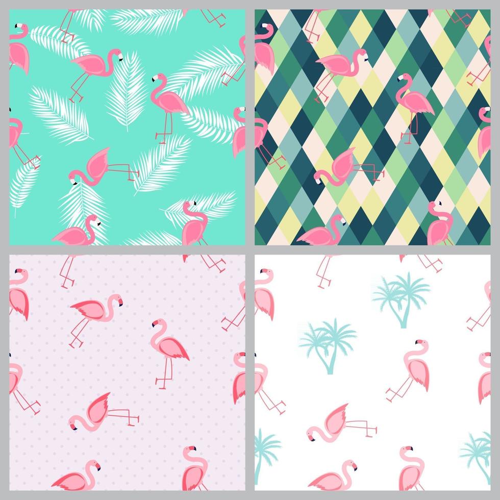schattige naadloze flamingo patroon collectie set vectorillustratie vector