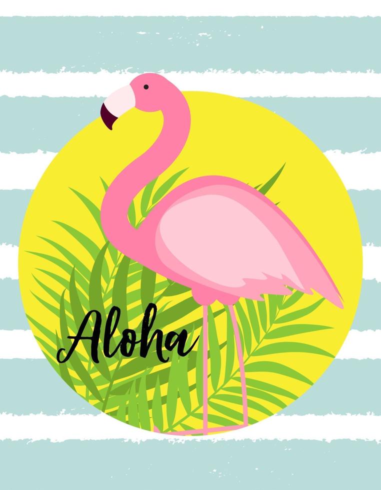 schattige roze flamingo zomer achtergrond vectorillustratie vector