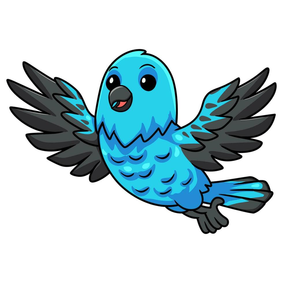 schattig spangled cotinga vogel tekenfilm vliegend vector