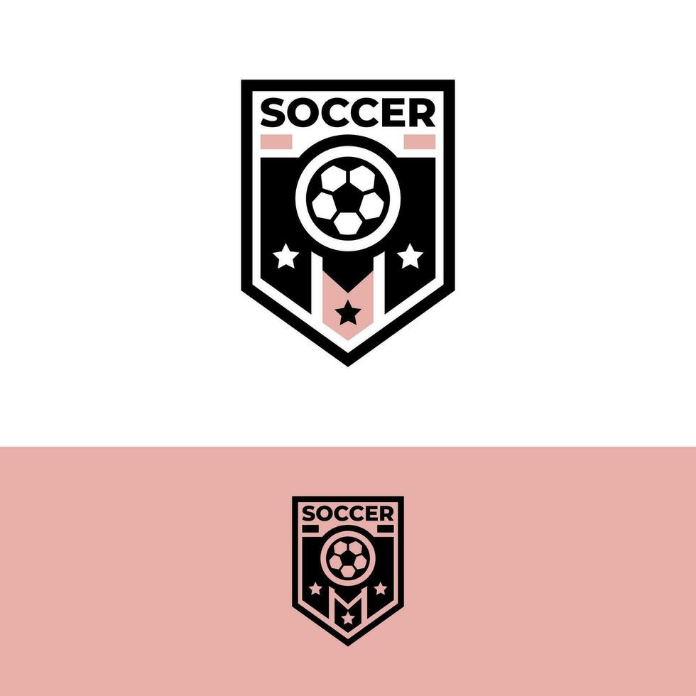 voetbal logo badge met een voetbal illustratie. sport team logo vector sjabloon.
