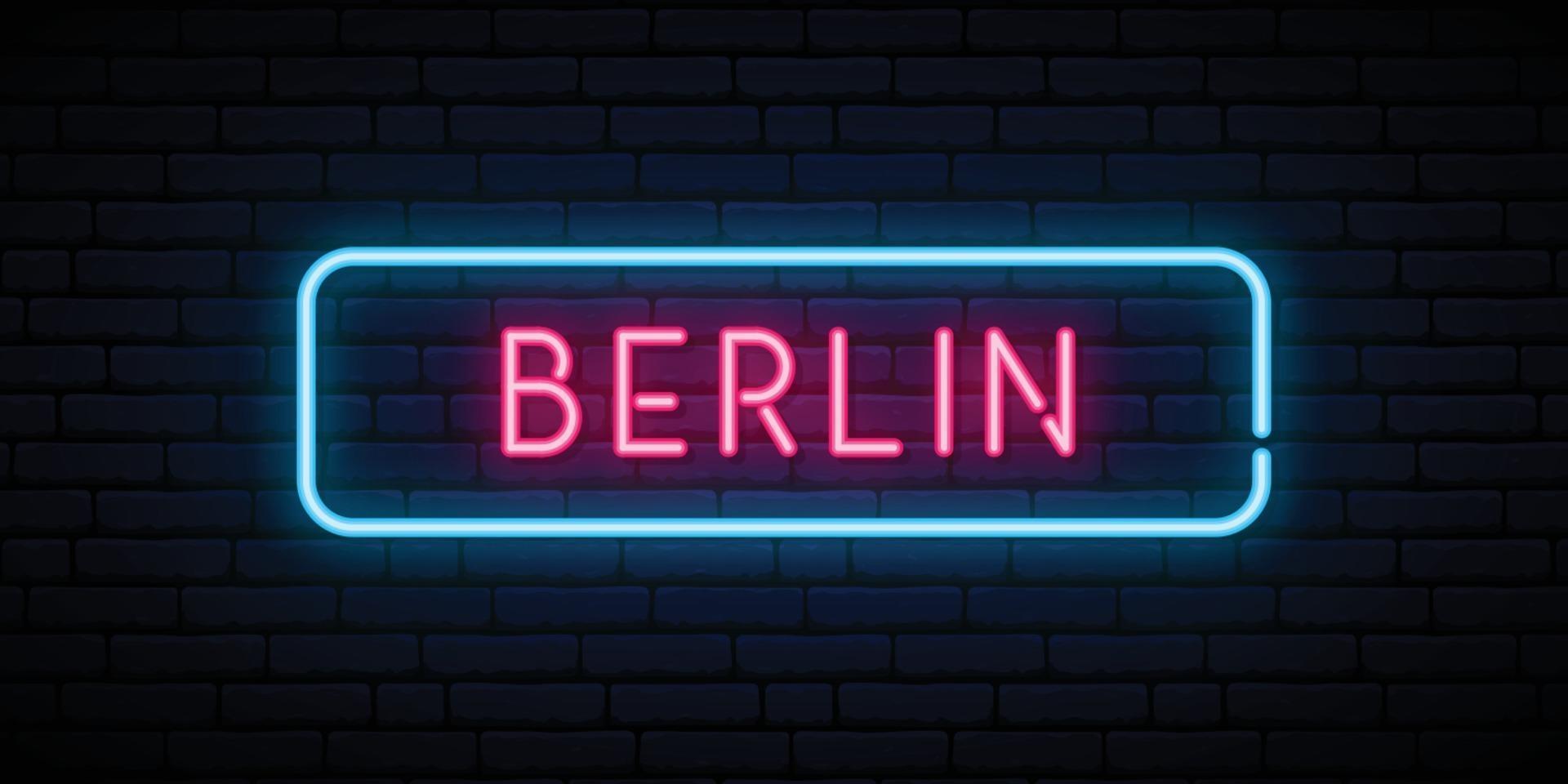 Berlijnse neonreclame. helder licht uithangbord. vector