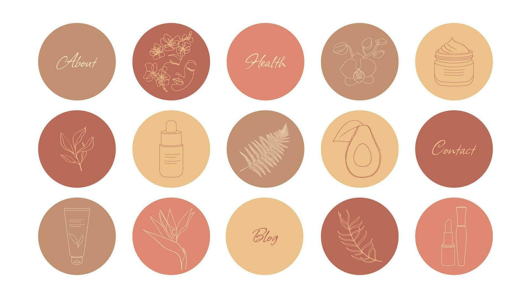 highlights voor blog en sociaal netwerken over schoonheid en cosmetica. pictogrammen voor vrouwen online op te slaan met crèmes, bedenken en schoonheid producten. boho vector