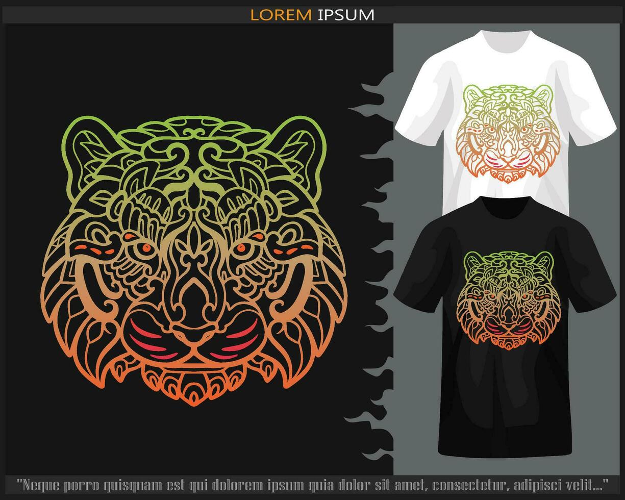 helling kleurrijk tijger hoofd mandala kunsten geïsoleerd Aan zwart en wit t shirt. vector
