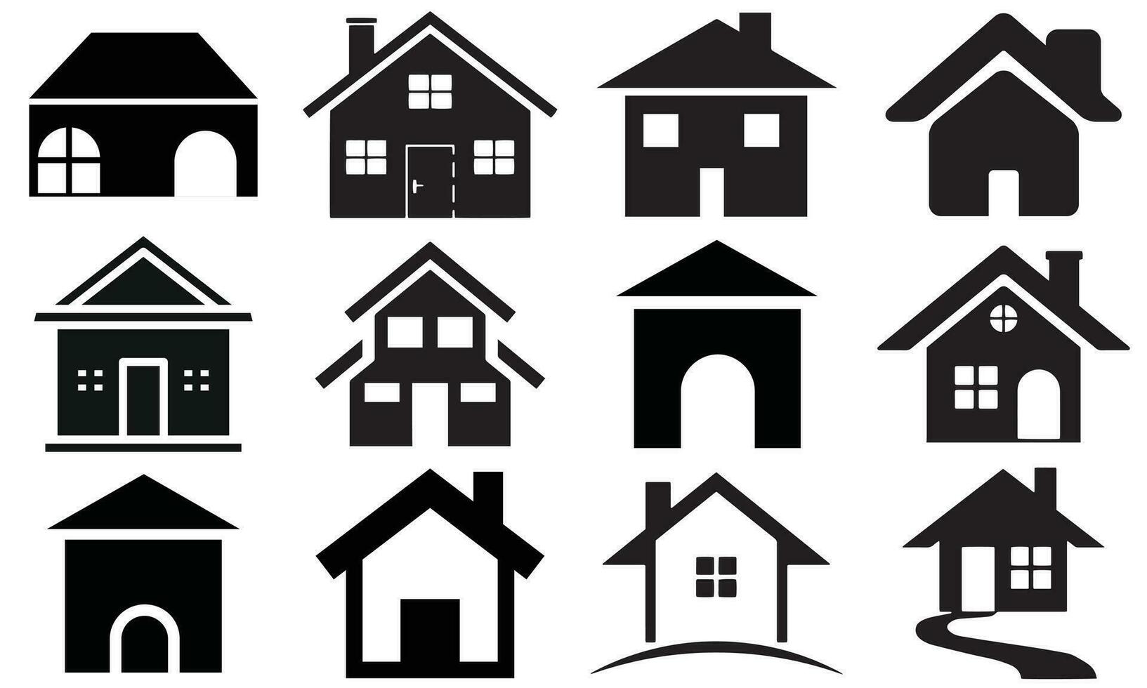 huis icoon set. huis vector illustratie symbool. huis pictogrammen teken, huis en huis gemakkelijk symbolen, huizen pictogrammen reeks