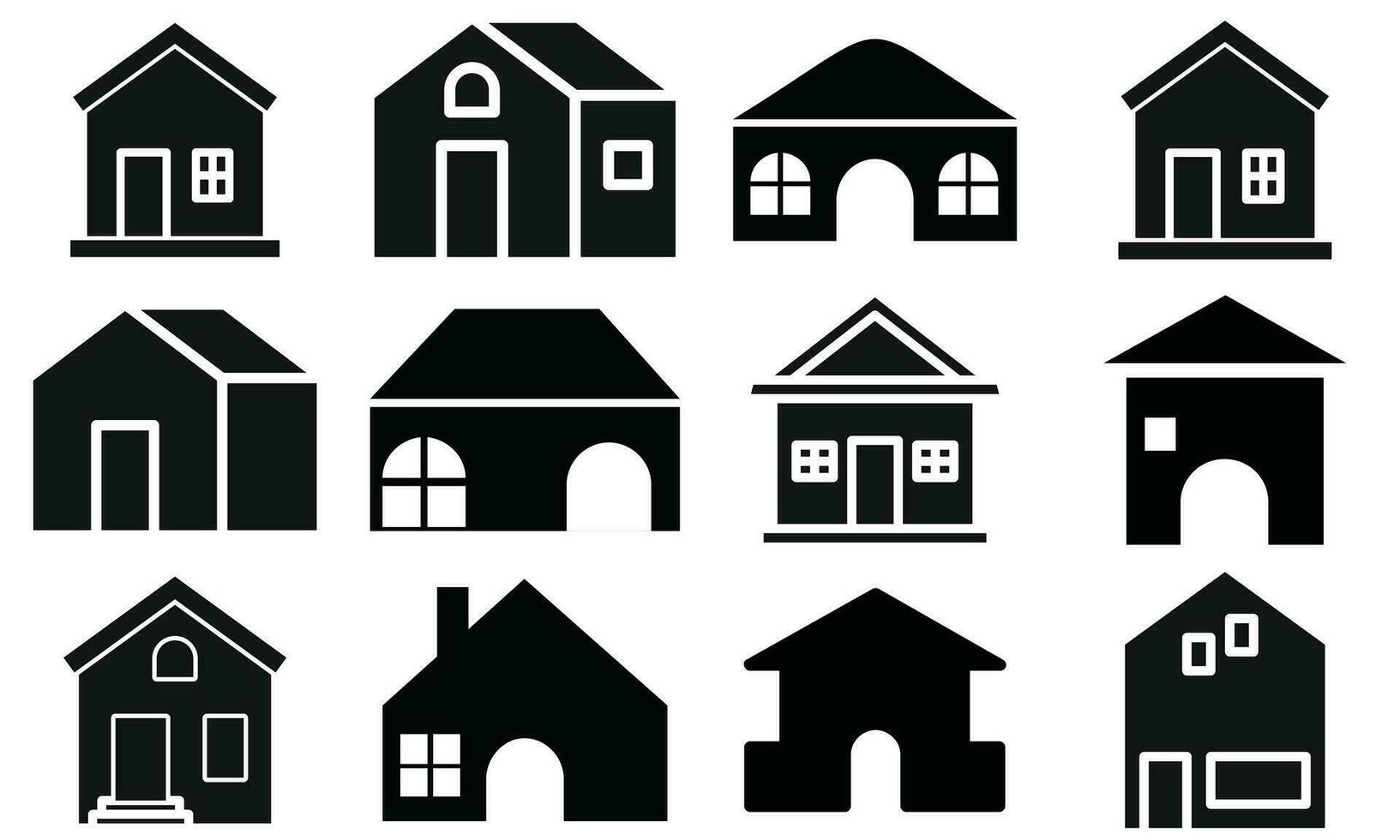 huis icoon set. huis vector illustratie symbool. huis pictogrammen teken, huis en huis gemakkelijk symbolen, huizen pictogrammen reeks