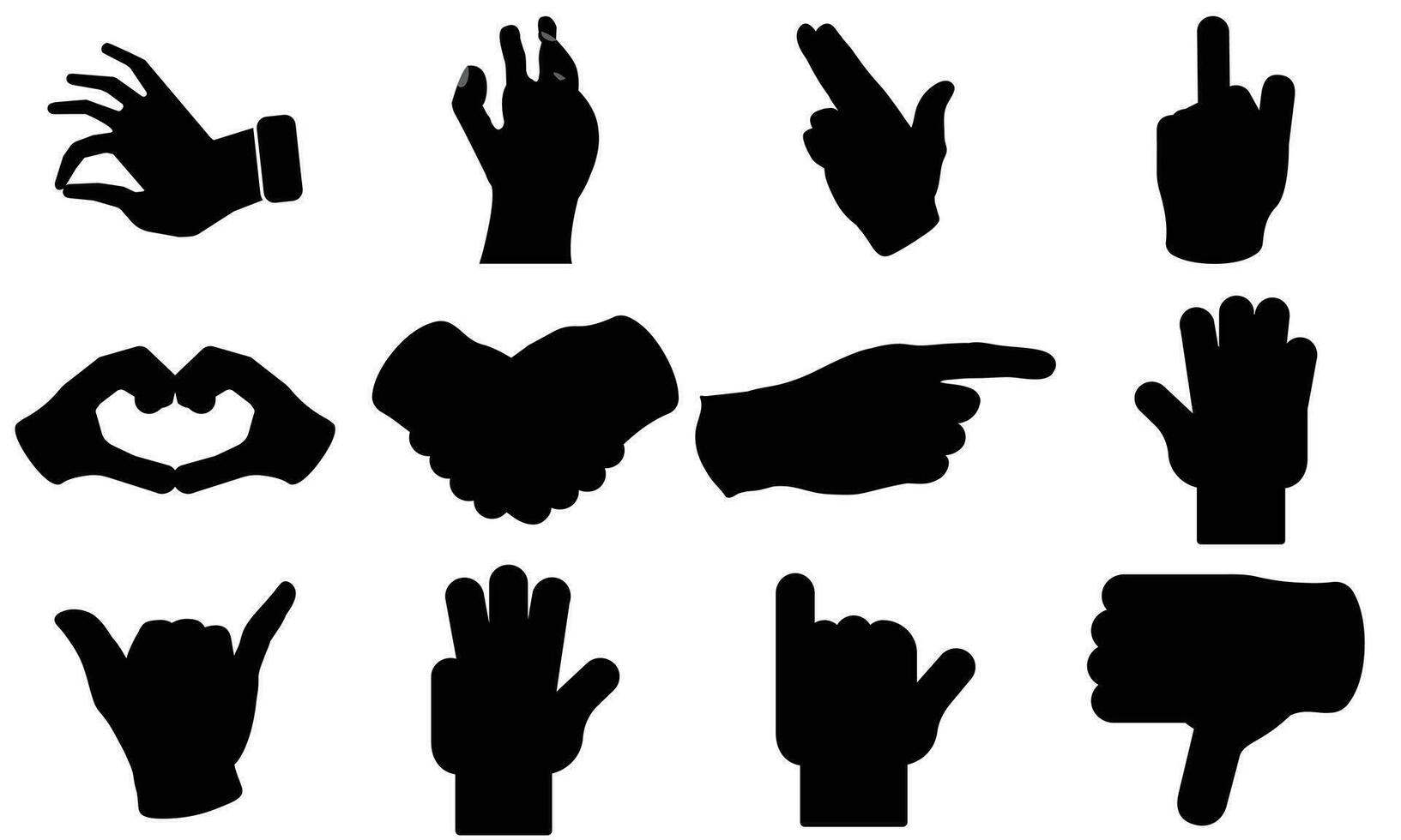 vector illustratie van verzameling van hand- gebaren silhouetten, hand- vector,