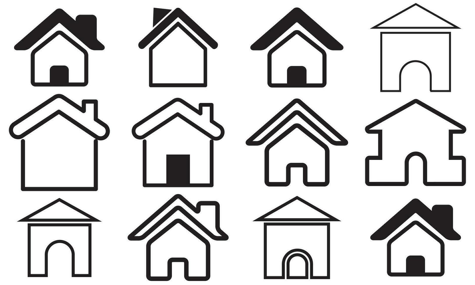 huis icoon set. huis vector illustratie symbool. huis pictogrammen teken, huis en huis gemakkelijk symbolen, huizen pictogrammen reeks