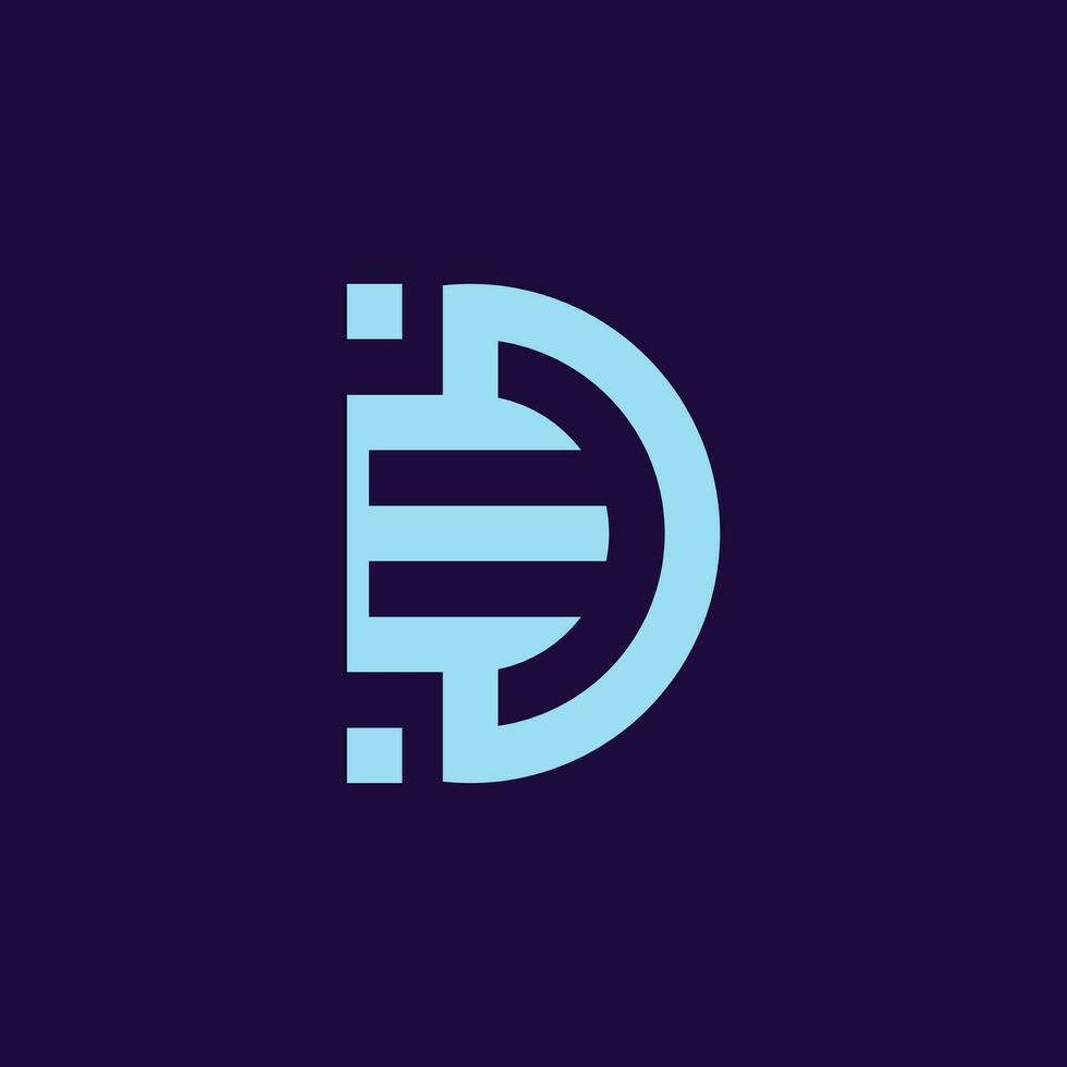 brief d logotype blauw en groen kleur, technologie en digitaal abstract punt verbinding vector logo