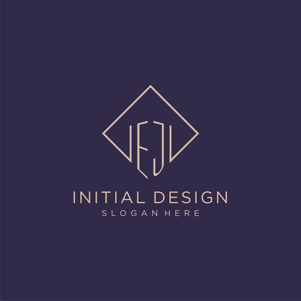 initialen ej logo monogram met rechthoek stijl ontwerp vector