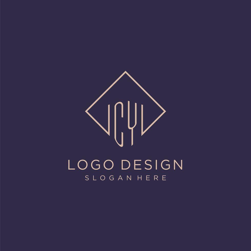 initialen cy logo monogram met rechthoek stijl ontwerp vector