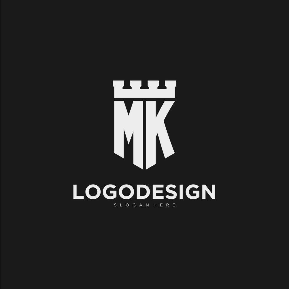 initialen mk logo monogram met schild en vesting ontwerp vector