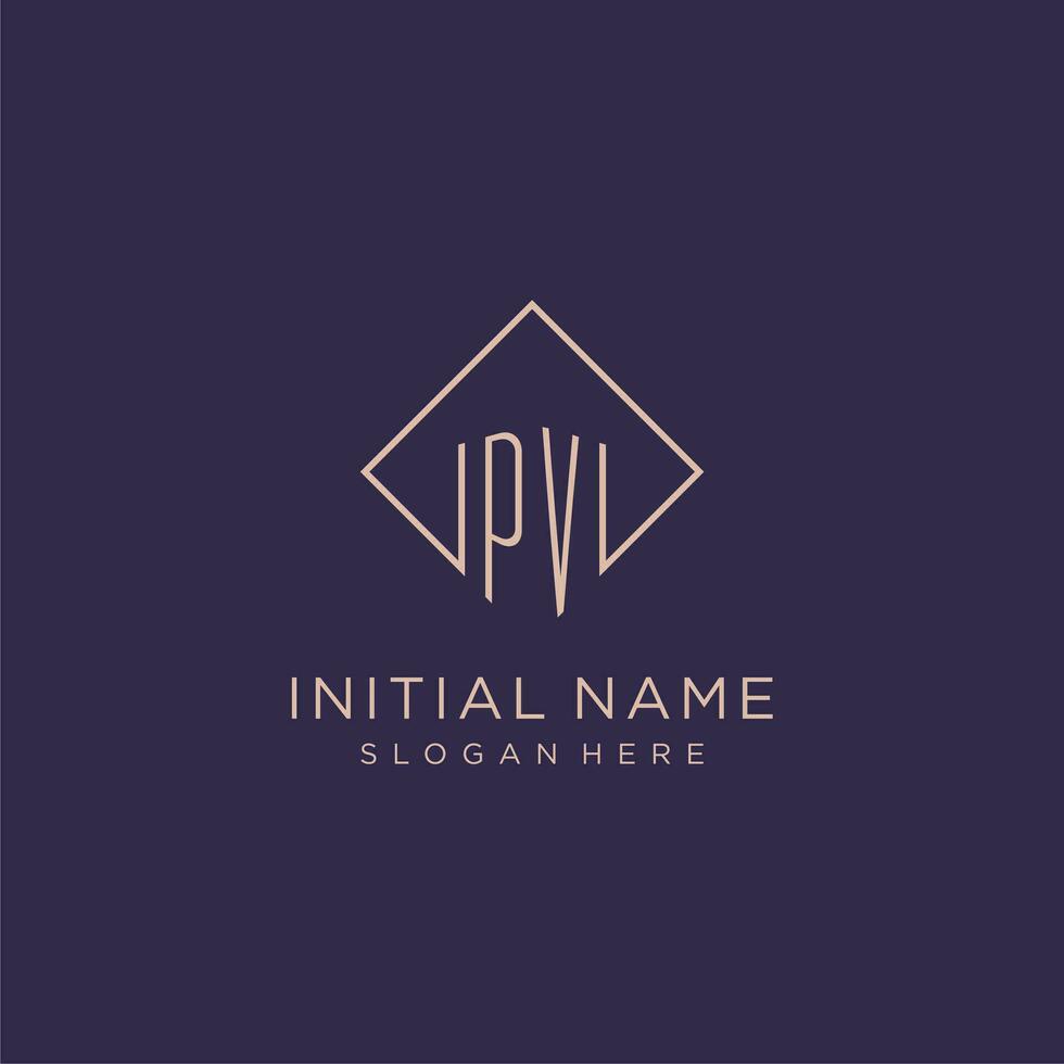 initialen pv logo monogram met rechthoek stijl ontwerp vector