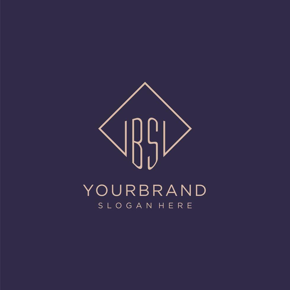 initialen bs logo monogram met rechthoek stijl ontwerp vector