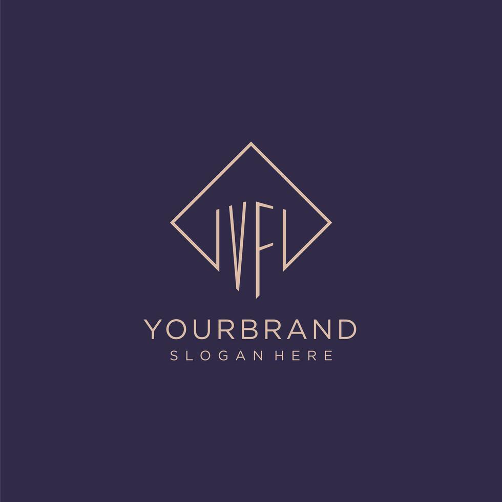 initialen vf logo monogram met rechthoek stijl ontwerp vector