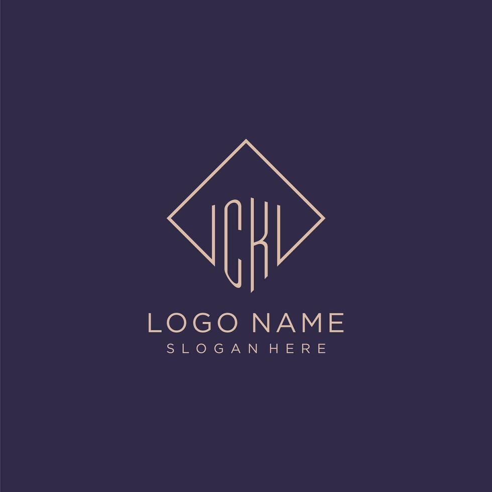 initialen ck logo monogram met rechthoek stijl ontwerp vector