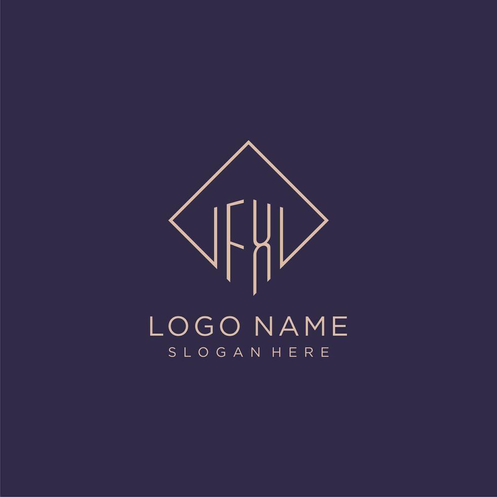 initialen fx logo monogram met rechthoek stijl ontwerp vector