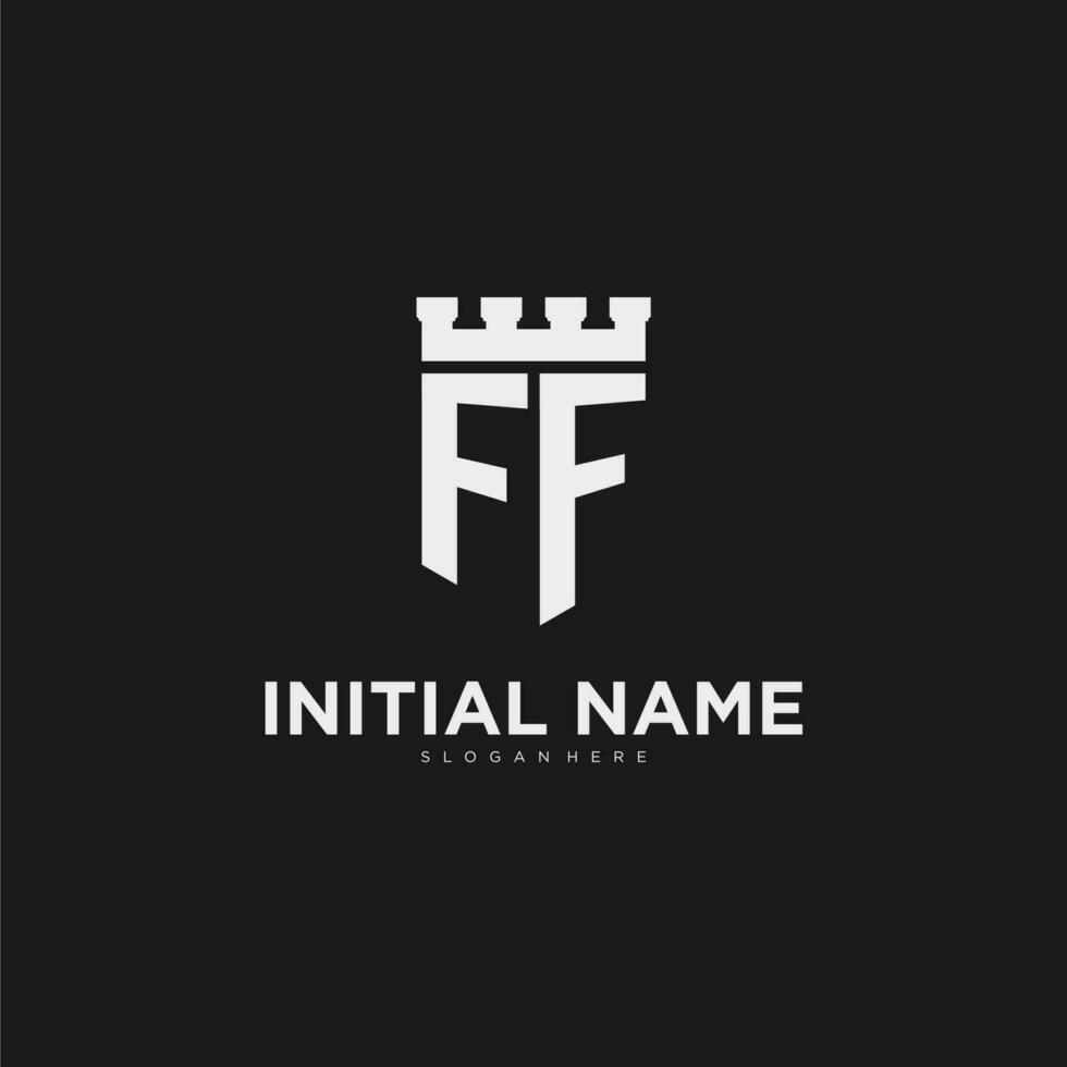 initialen ff logo monogram met schild en vesting ontwerp vector