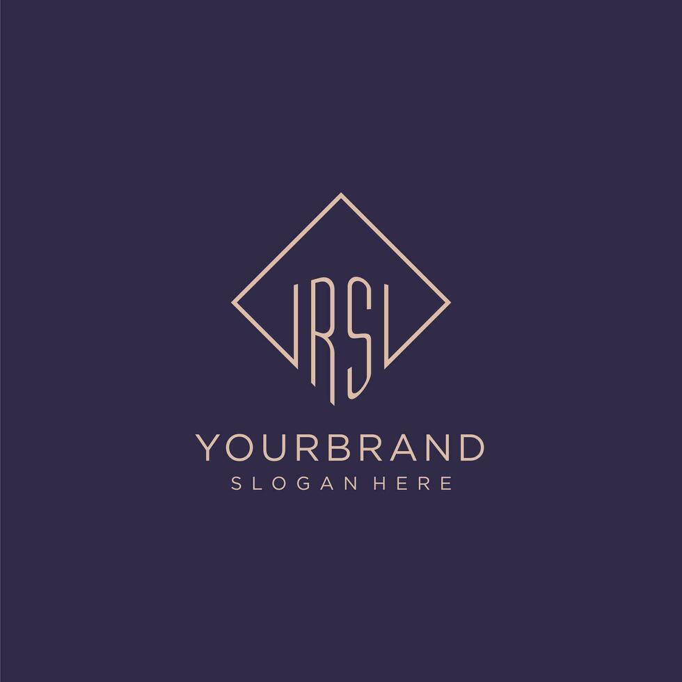 initialen rs logo monogram met rechthoek stijl ontwerp vector