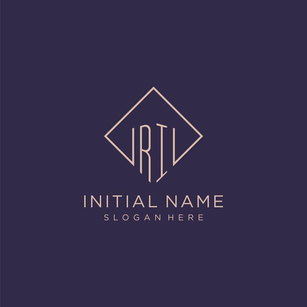 initialen ri logo monogram met rechthoek stijl ontwerp vector