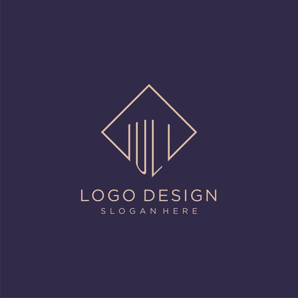 initialen ul logo monogram met rechthoek stijl ontwerp vector